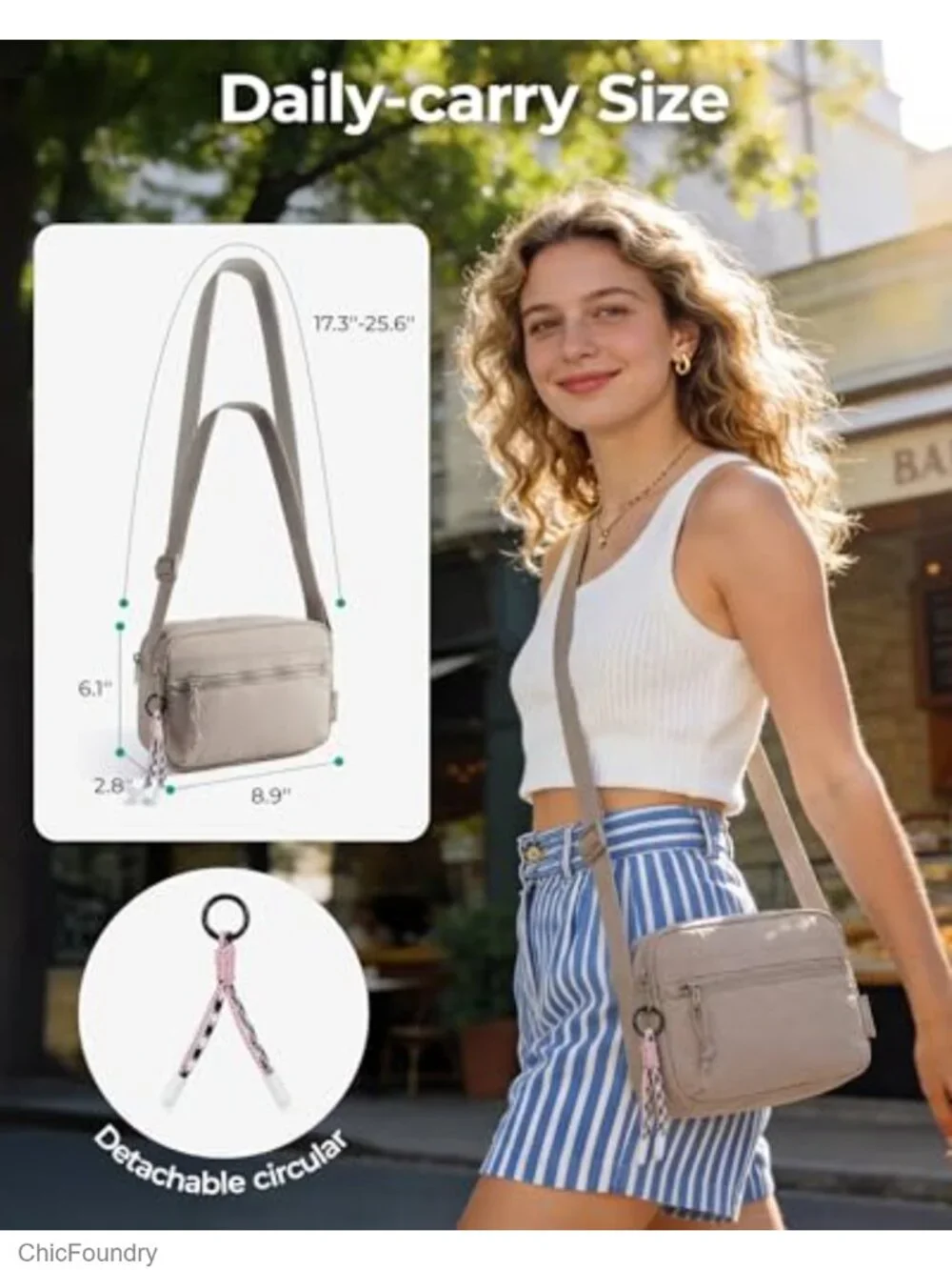 Compact Nylon Crossbody Purse with Adjustable Strap, Travel Handbag